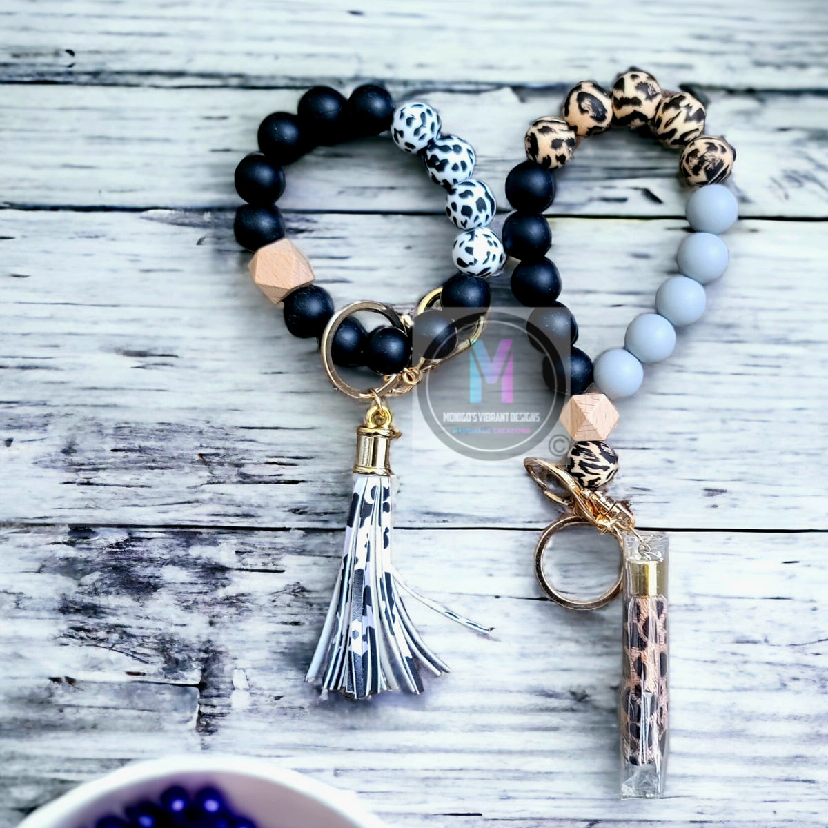 Animal print wristlet keychain