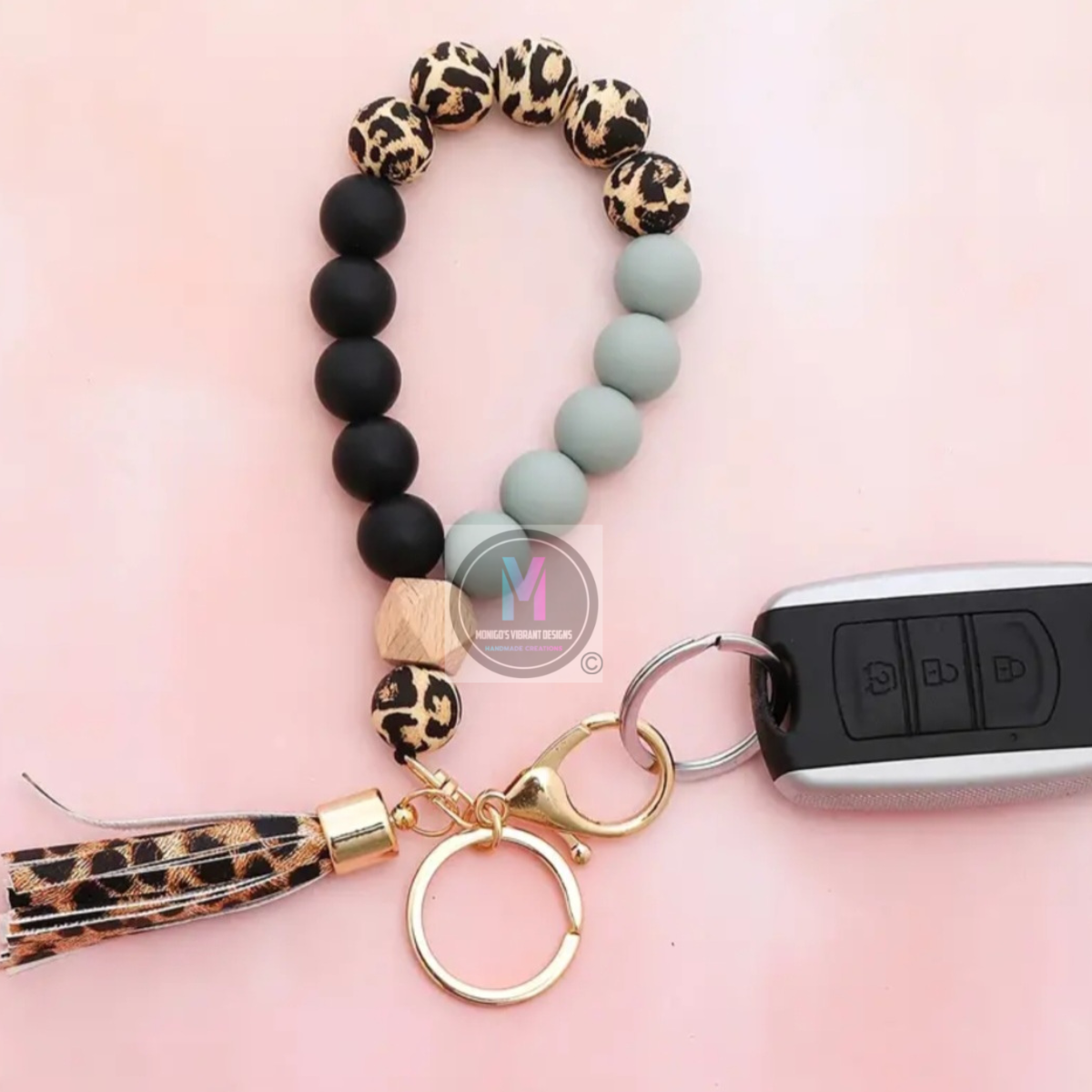 Animal print wristlet keychain