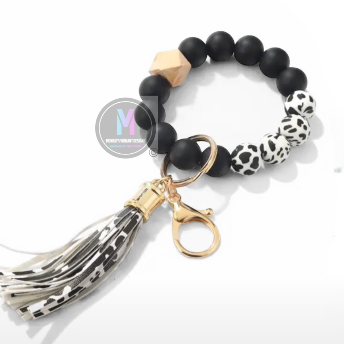 Animal print wristlet keychain