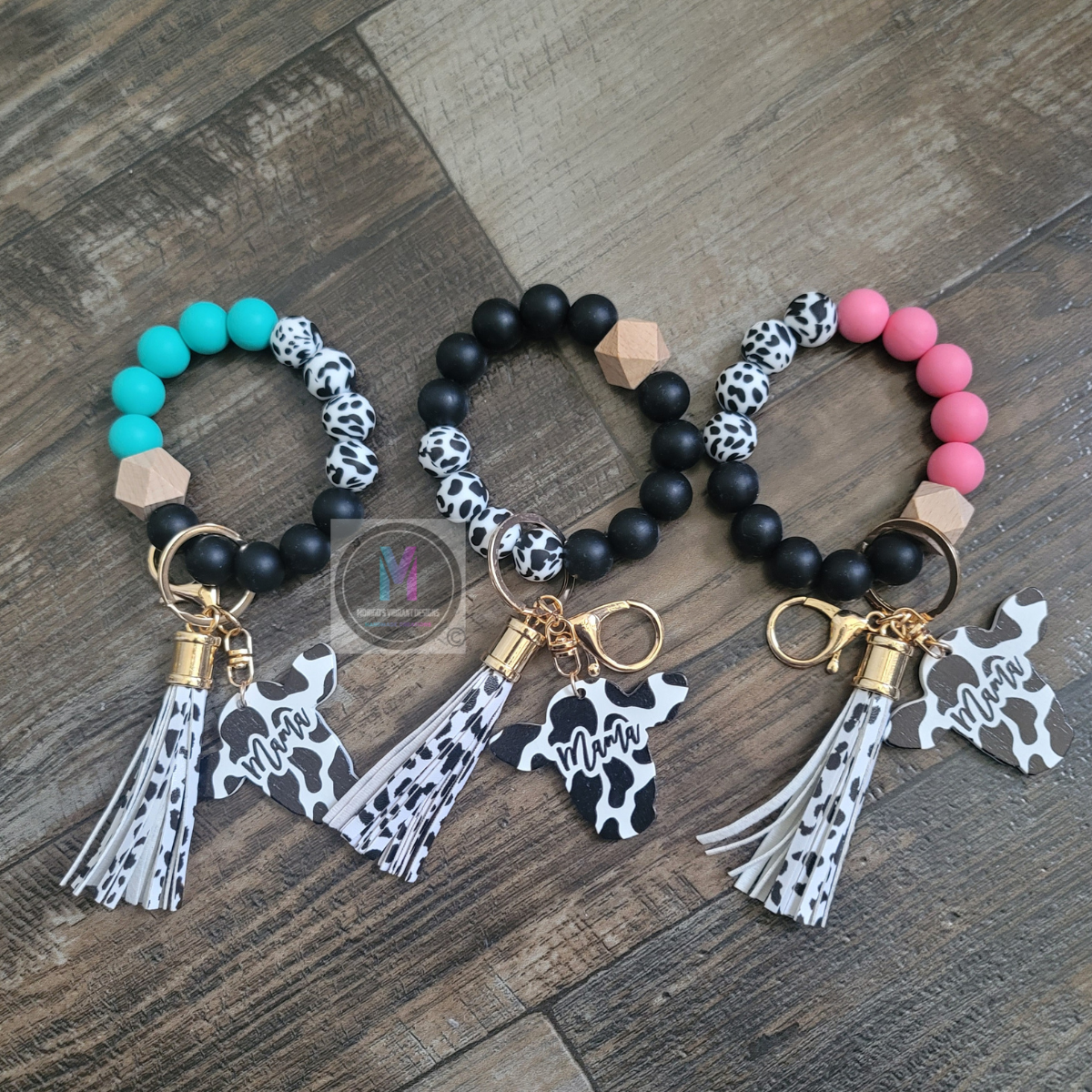 Cow print Mama Keychain wristlet