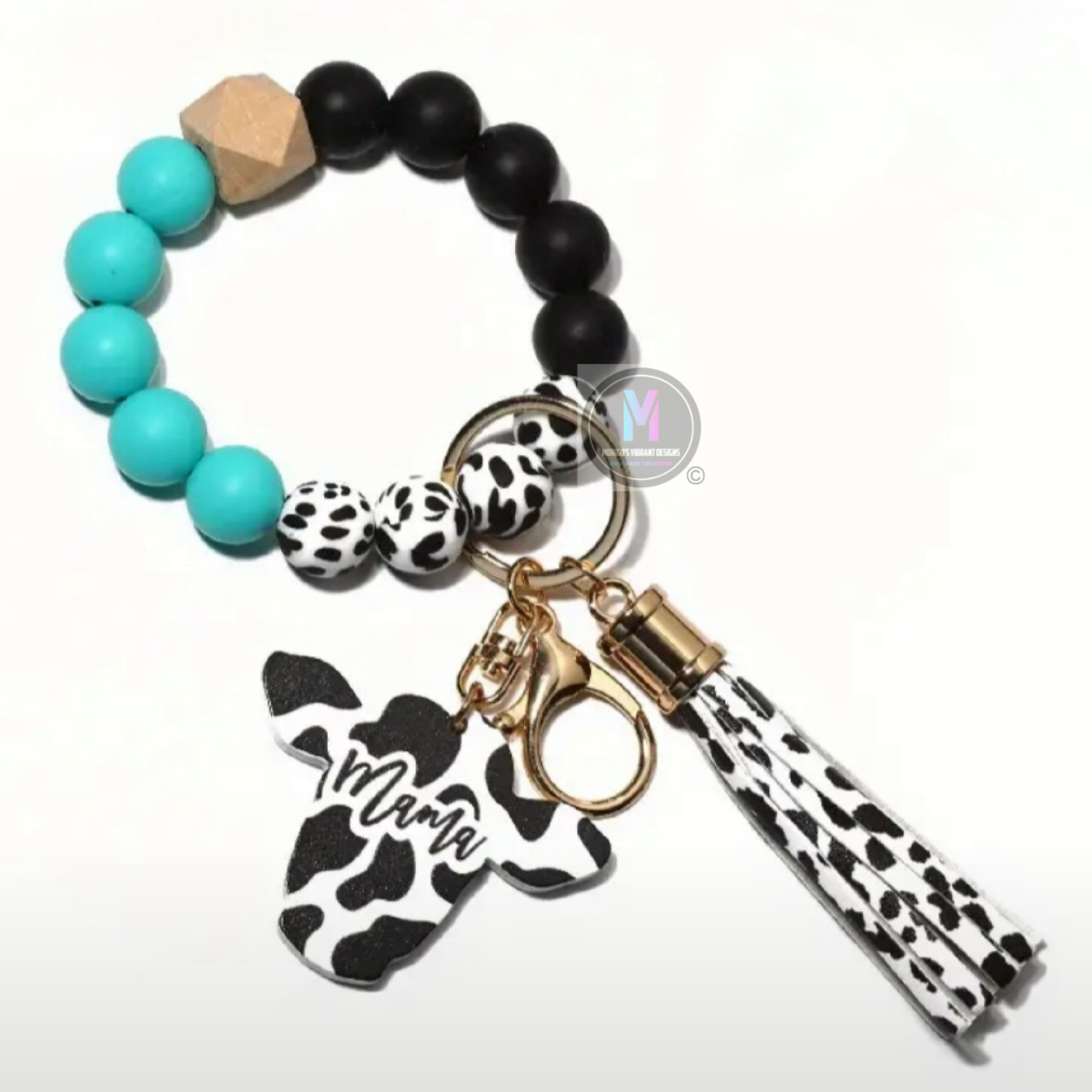 Cow print Mama Keychain wristlet