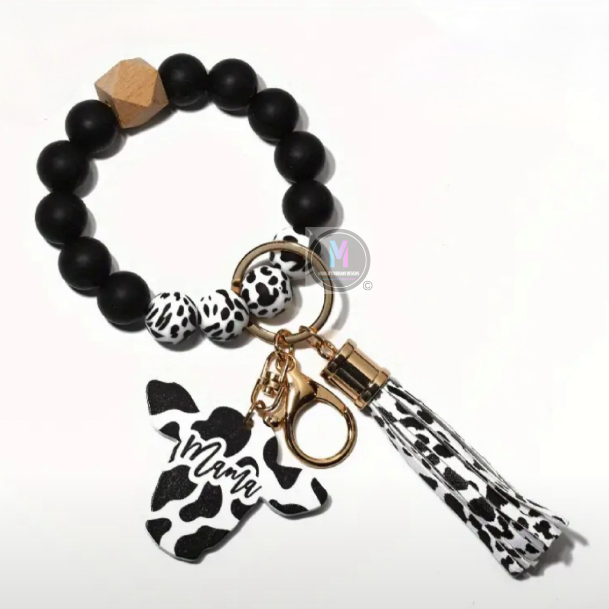 Cow print Mama Keychain wristlet