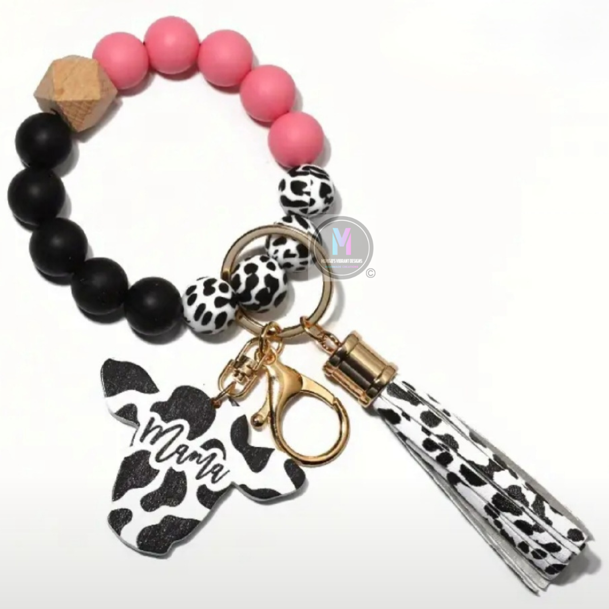 Cow print Mama Keychain wristlet
