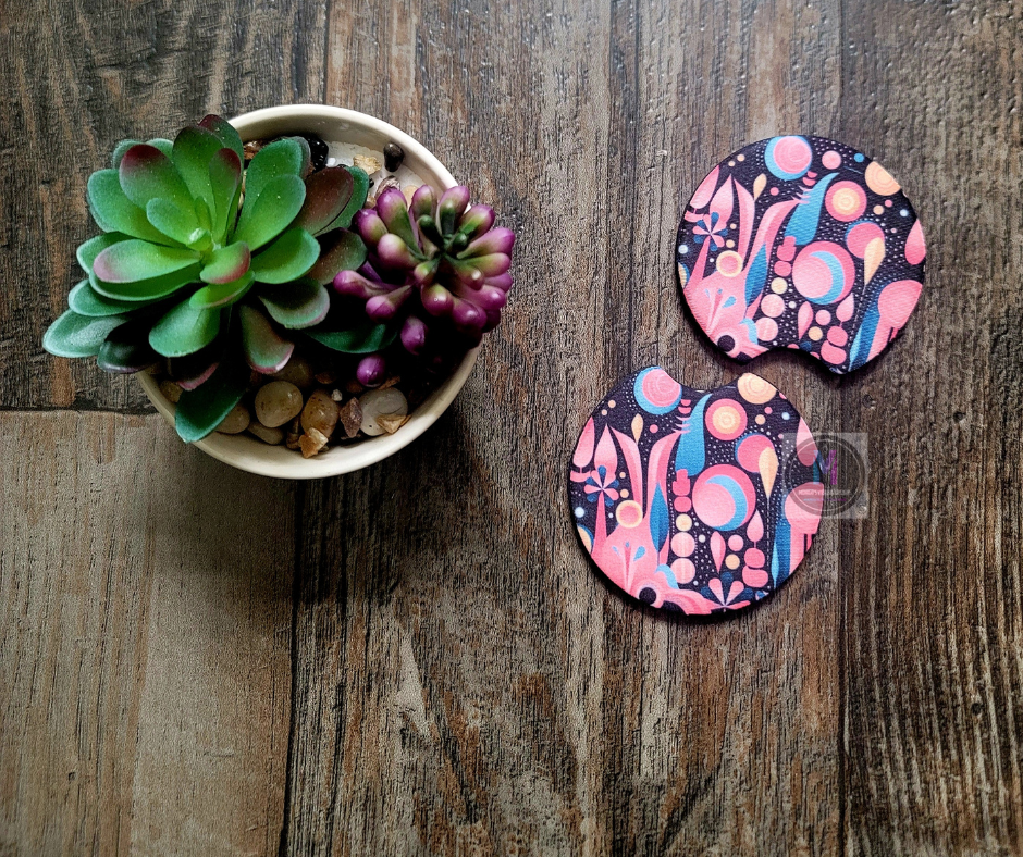 Pink retro car coaster