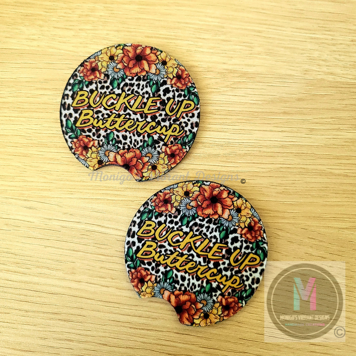 Buckle Up Buttercup Car Coasters