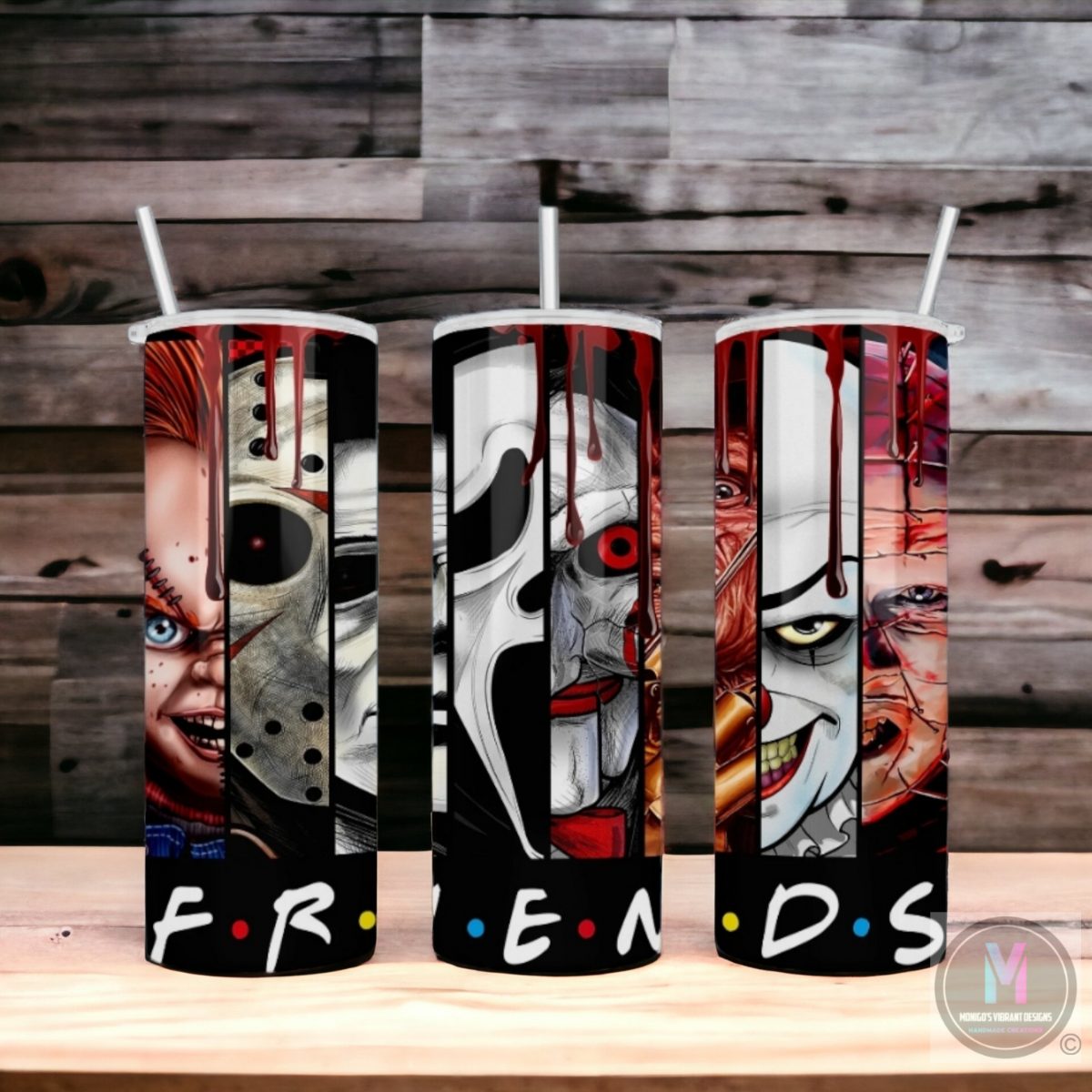Horror friends glow n dark tumbler