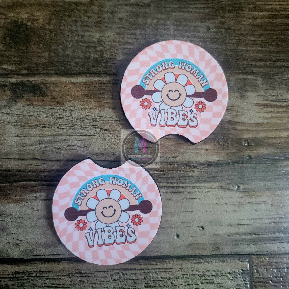 Strong woman vibes car coaster