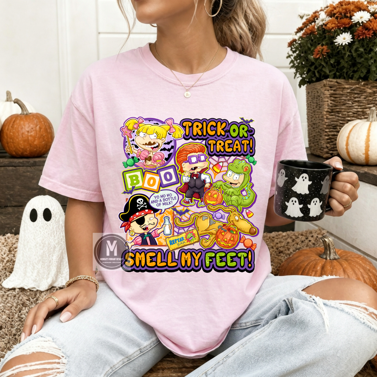 Retro Halloween Cartoon Trick or Treat Graphic Tee