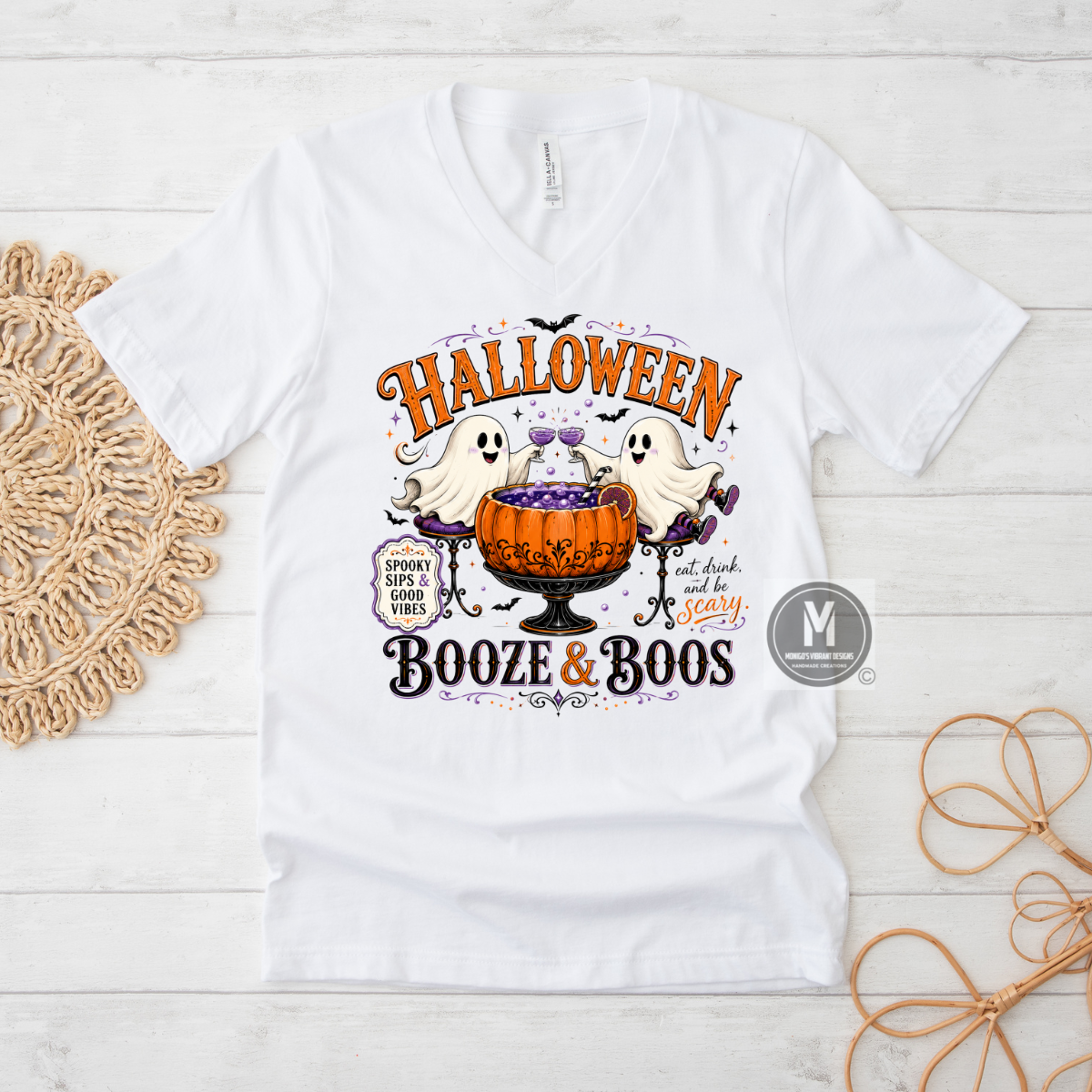 Booze & Boos Halloween Ghost Shirt | Spooky Season Tee