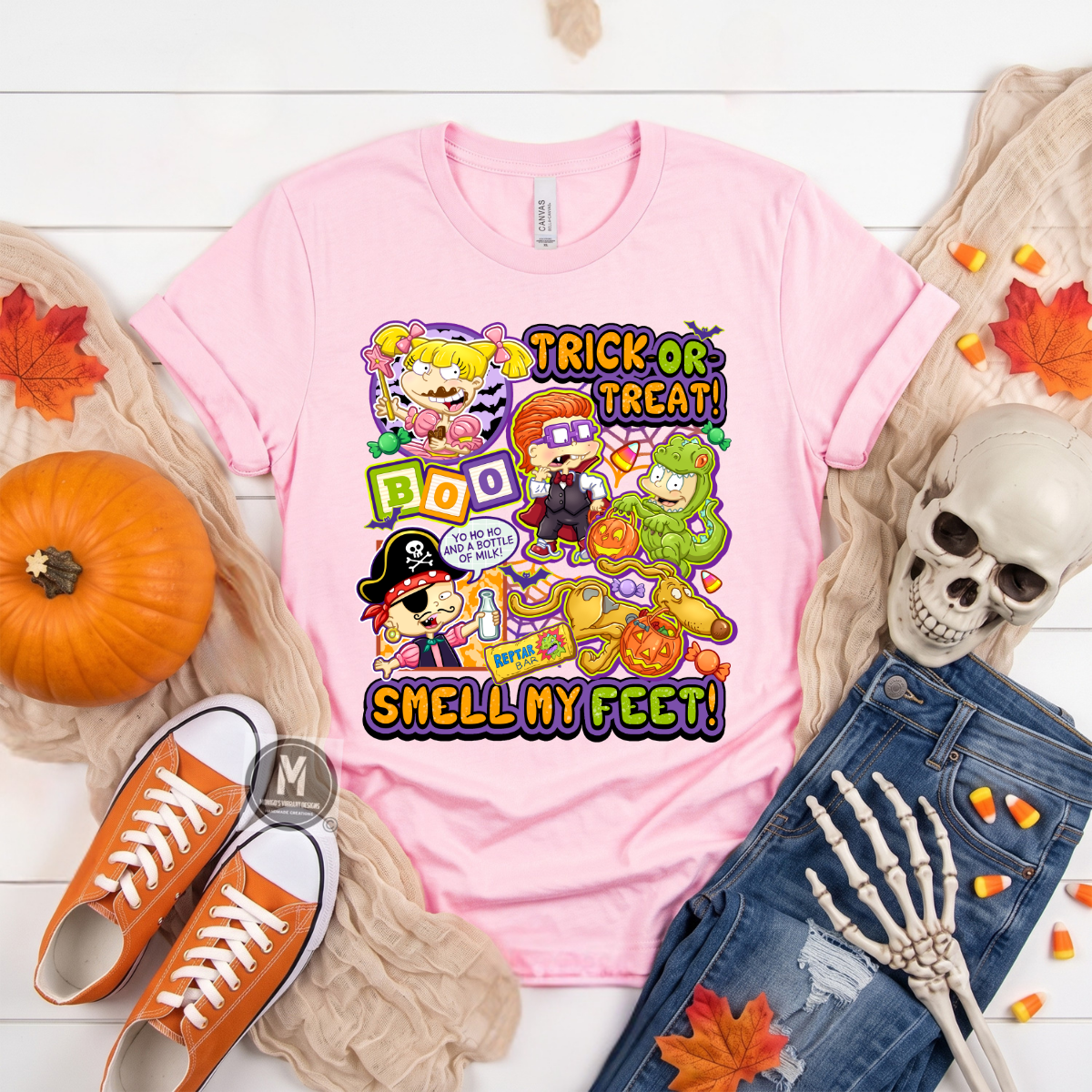 Retro Halloween Cartoon Trick or Treat Graphic Tee