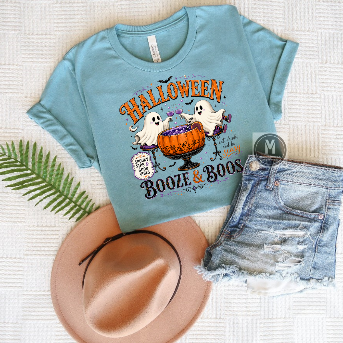 Booze & Boos Halloween Ghost Shirt | Spooky Season Tee