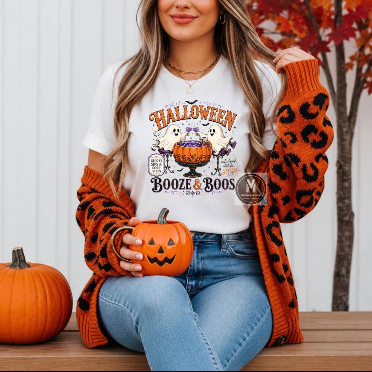 Booze & Boos Halloween Ghost Shirt | Spooky Season Tee