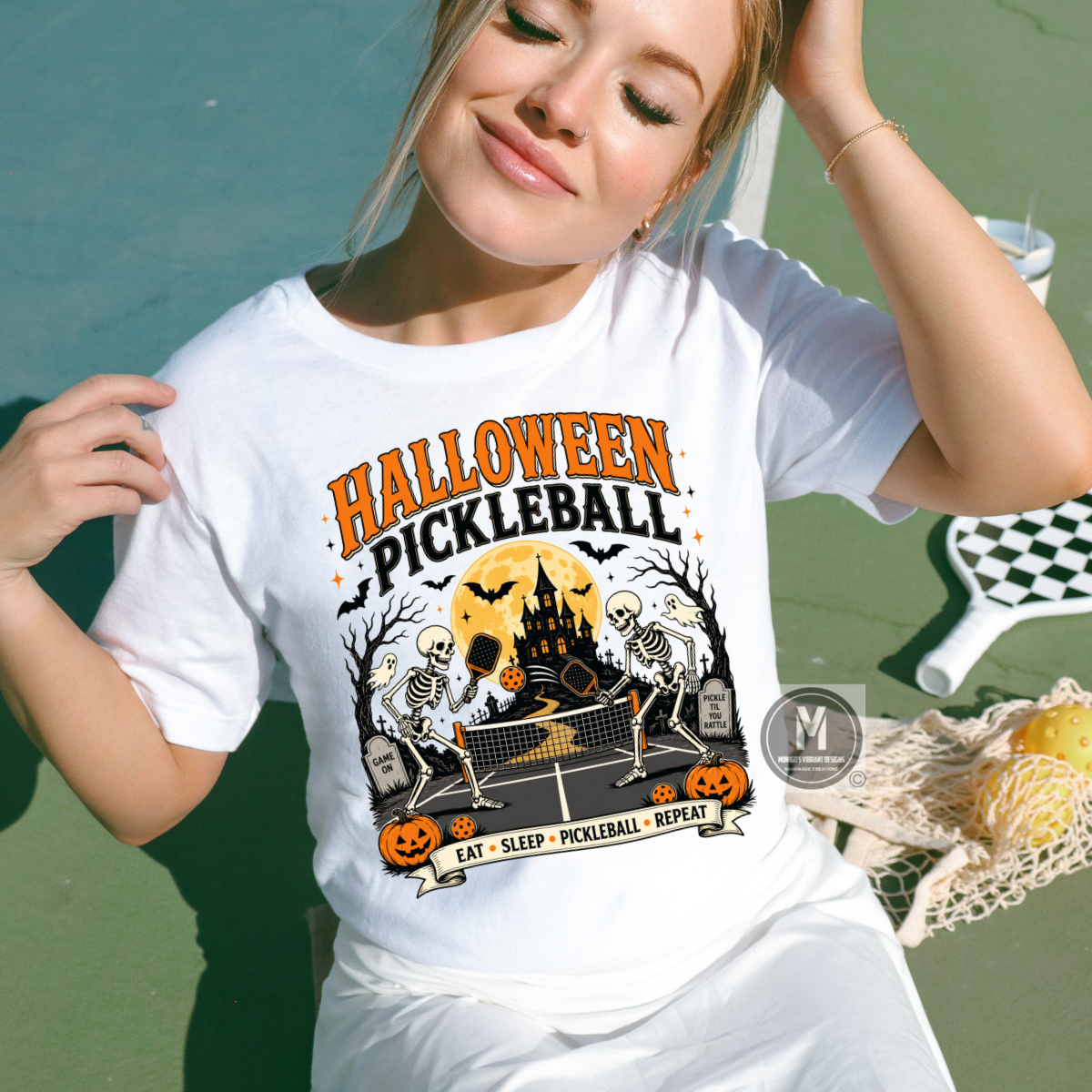 Eat Sleep Pickleball Repeat Halloween Tee