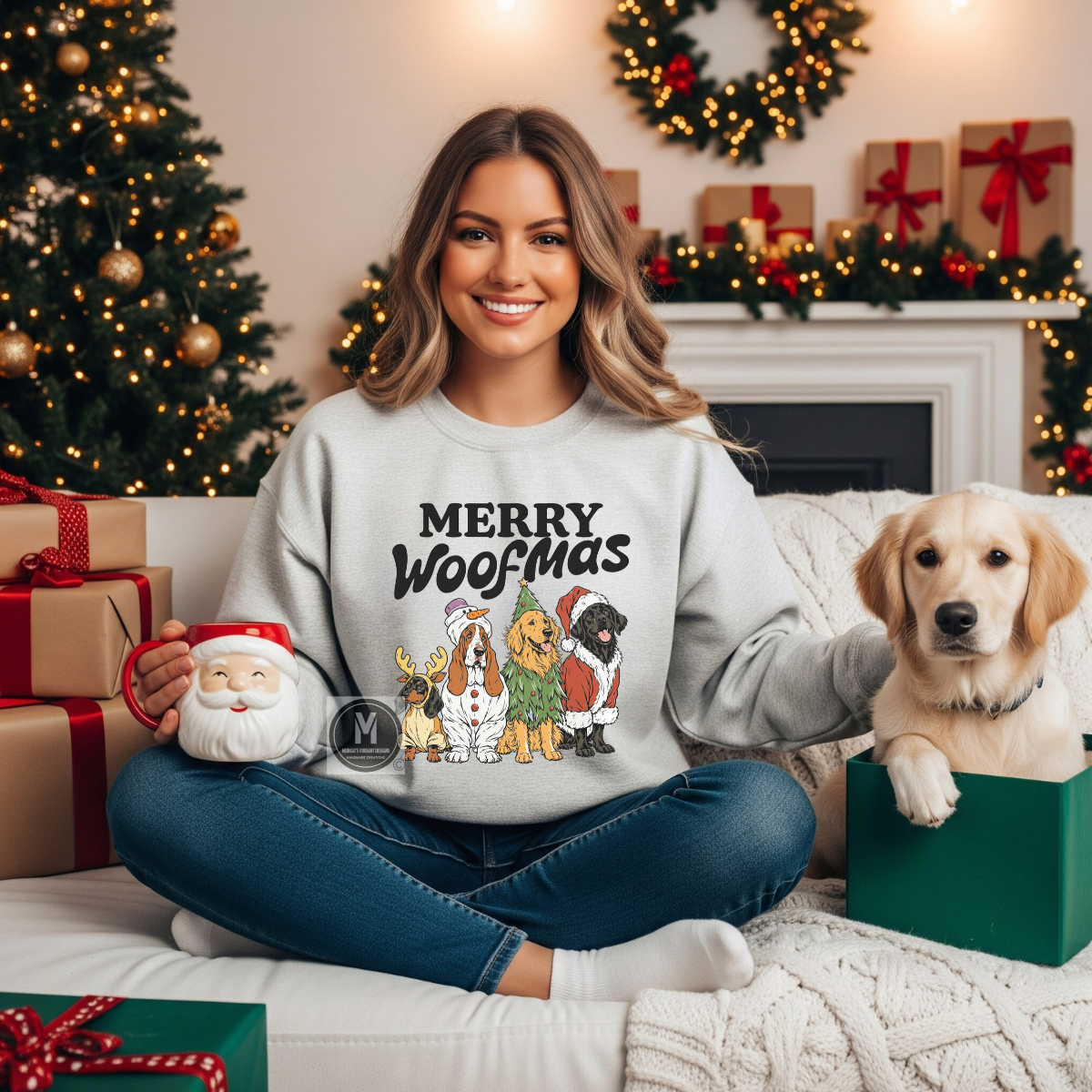 Merry Woofmas Christmas Dog Tee & Sweatshirt