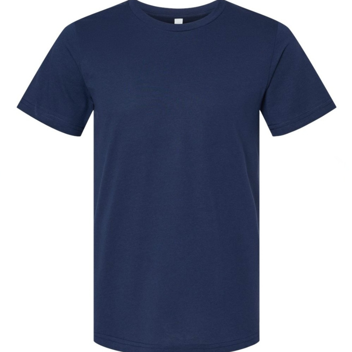 Plain navy blue t-shirt with short sleeves and a crew neck, displayed on a white background.