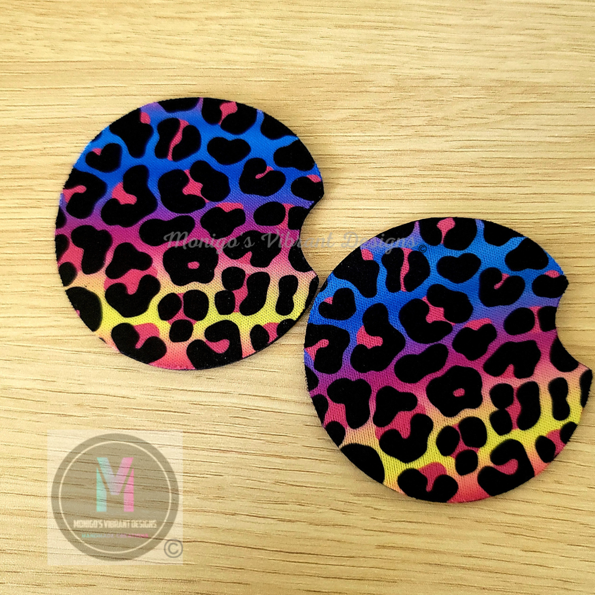 Colorful Leopard Print Car Coasters